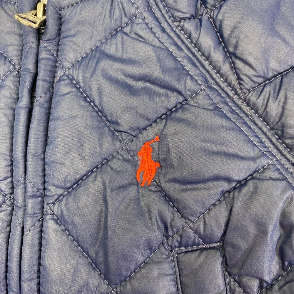 Ralph Lauren Quilted Bomber Jacket Baby Boy 3M Navy Blue Red Pony Zip Up Coat